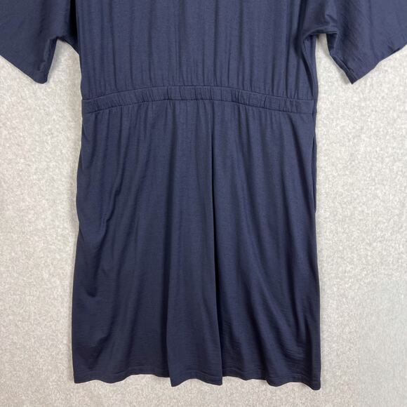 Wool& Wooland Navy Blue Amalya V Neck Button Front Dress Pockets Size XL - Picture 7 of 12